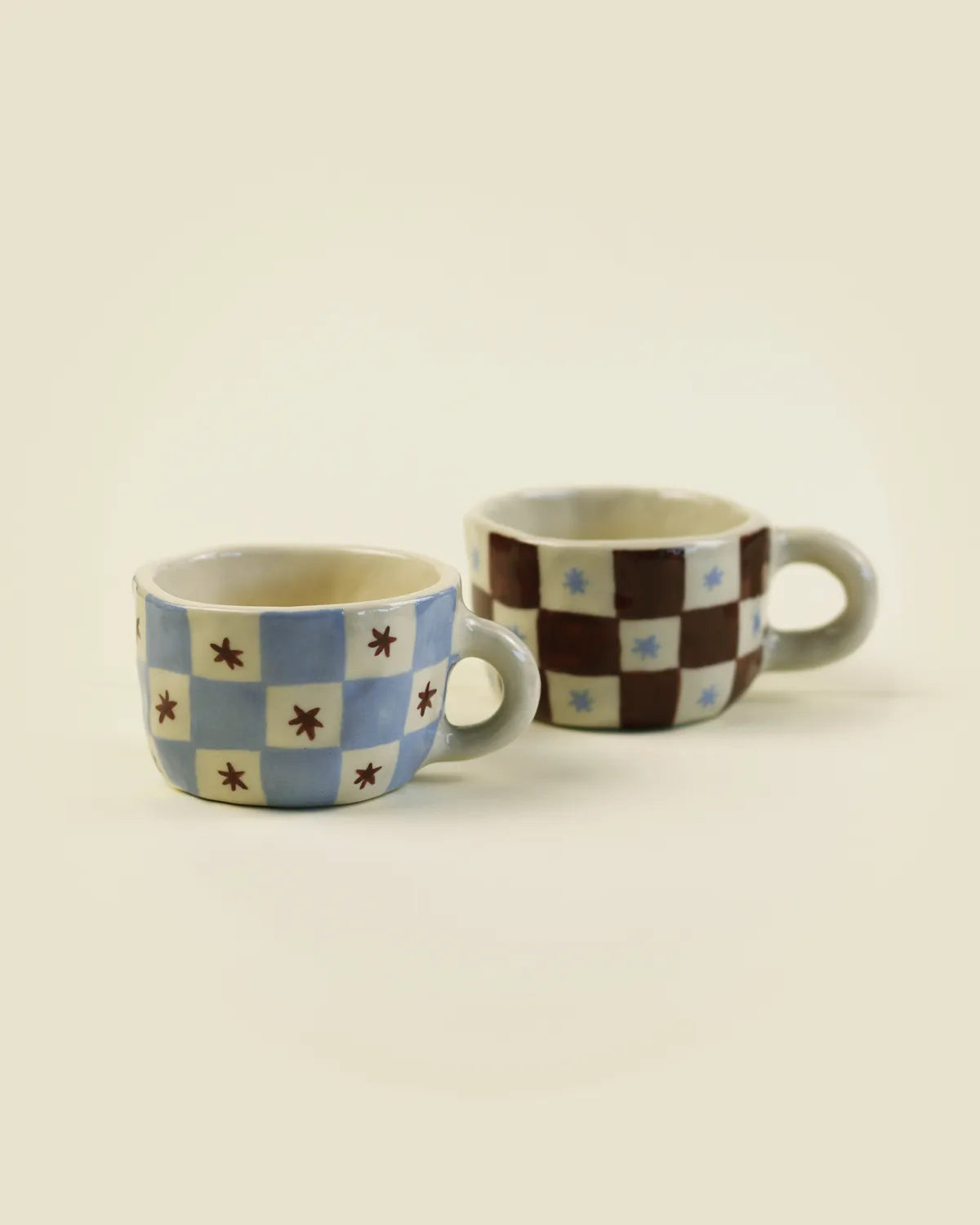 CHECKER MUGS - SET OF 2