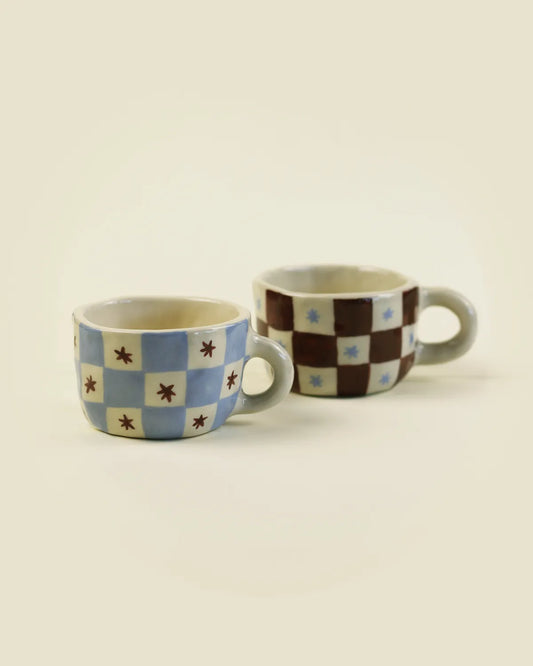 CHECKER MUGS - SET OF 2
