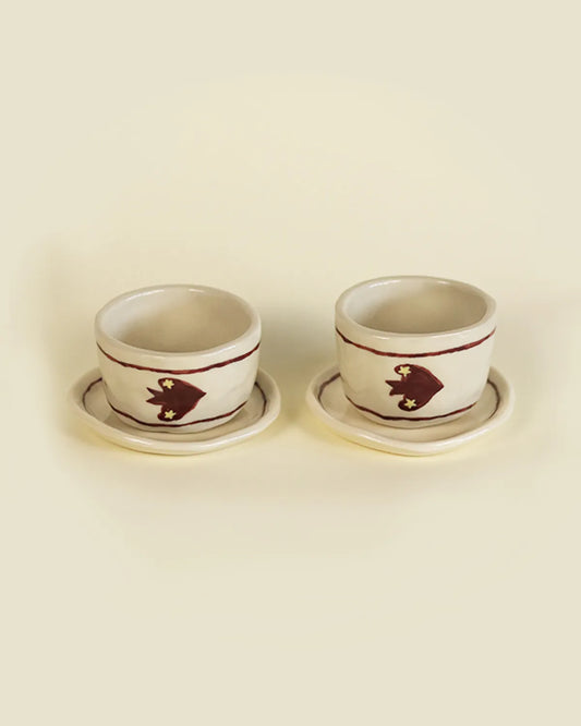 BURGUNDY SWALLOW COFFEE SET