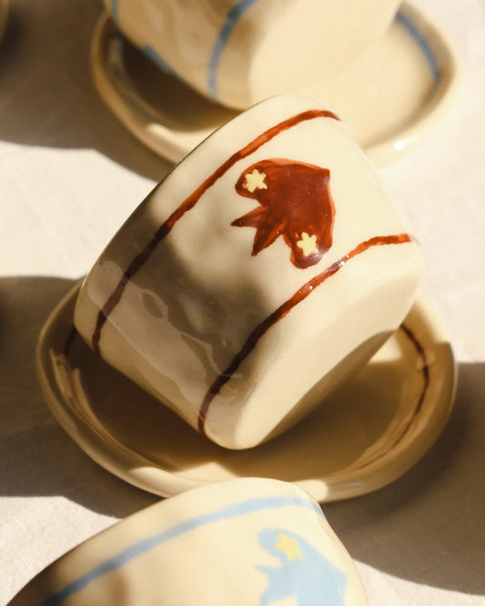 BURGUNDY SWALLOW COFFEE SET