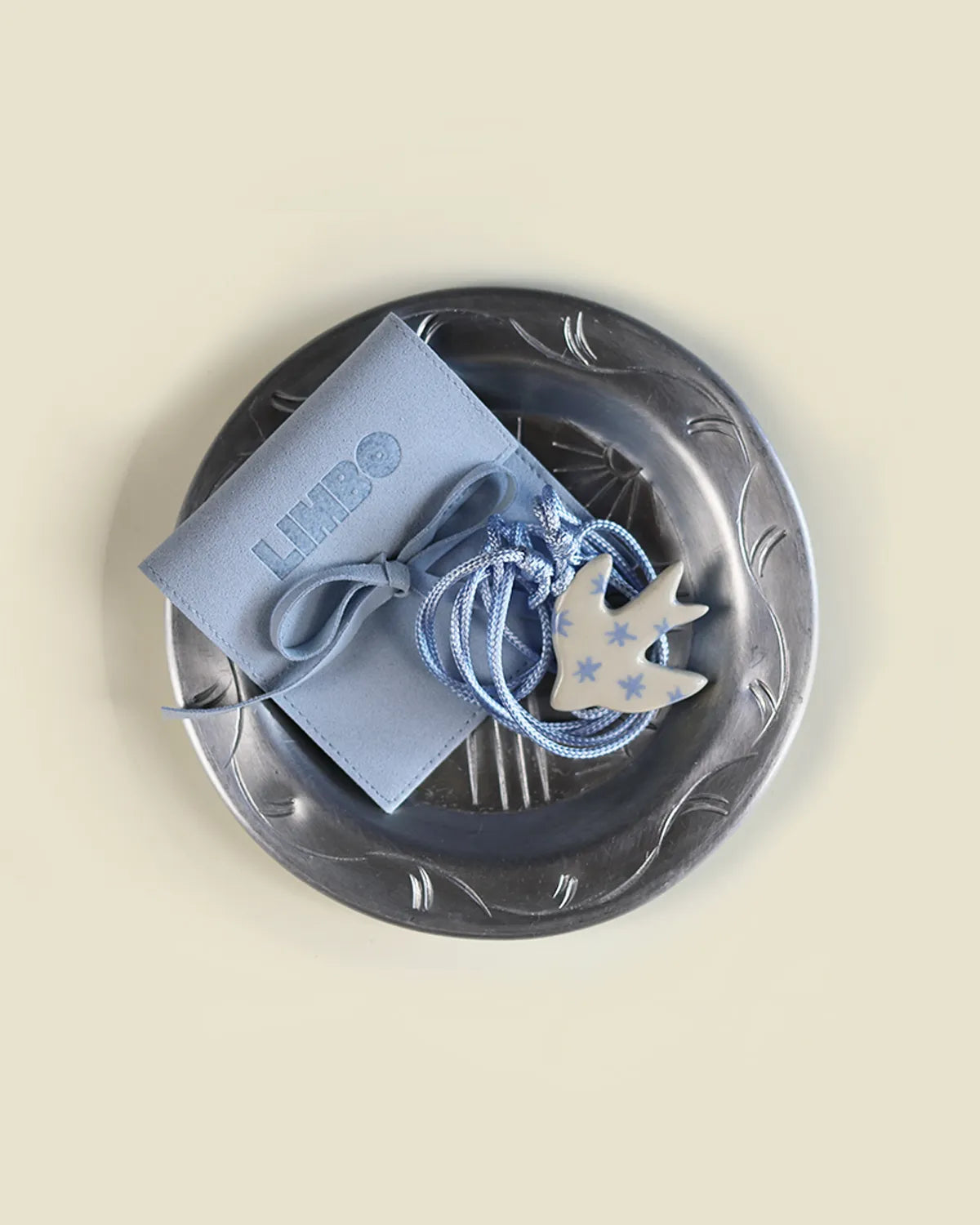 BEIGE & BLUE SWALLOW PENDANT