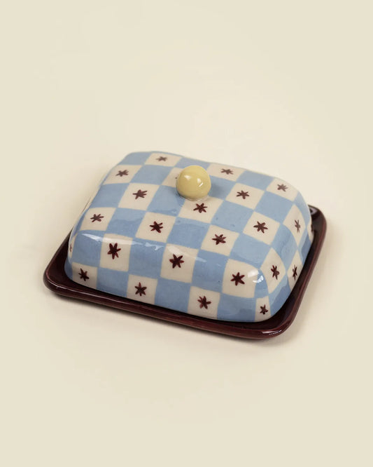 CHECKER BUTTER DISH