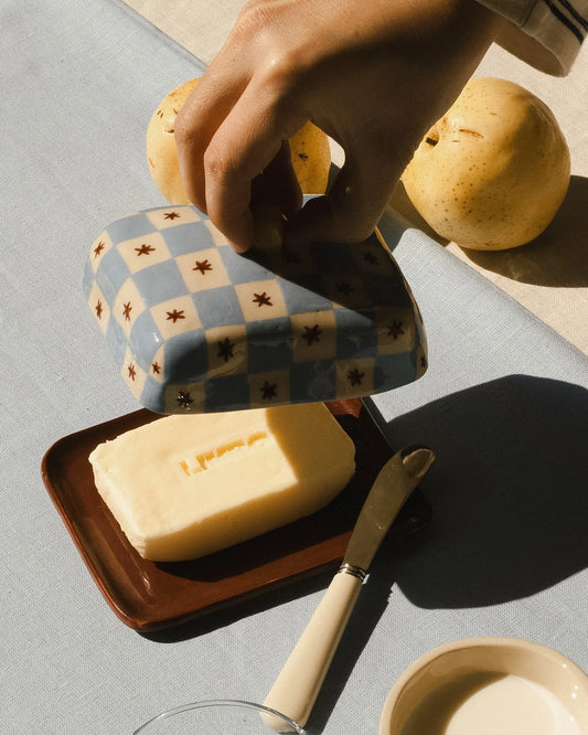 CHECKER BUTTER DISH