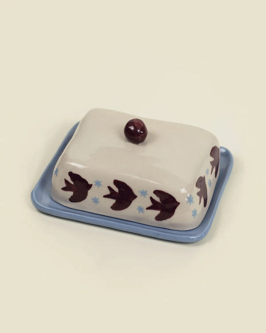 SWALLOW FLOCK BUTTER DISH