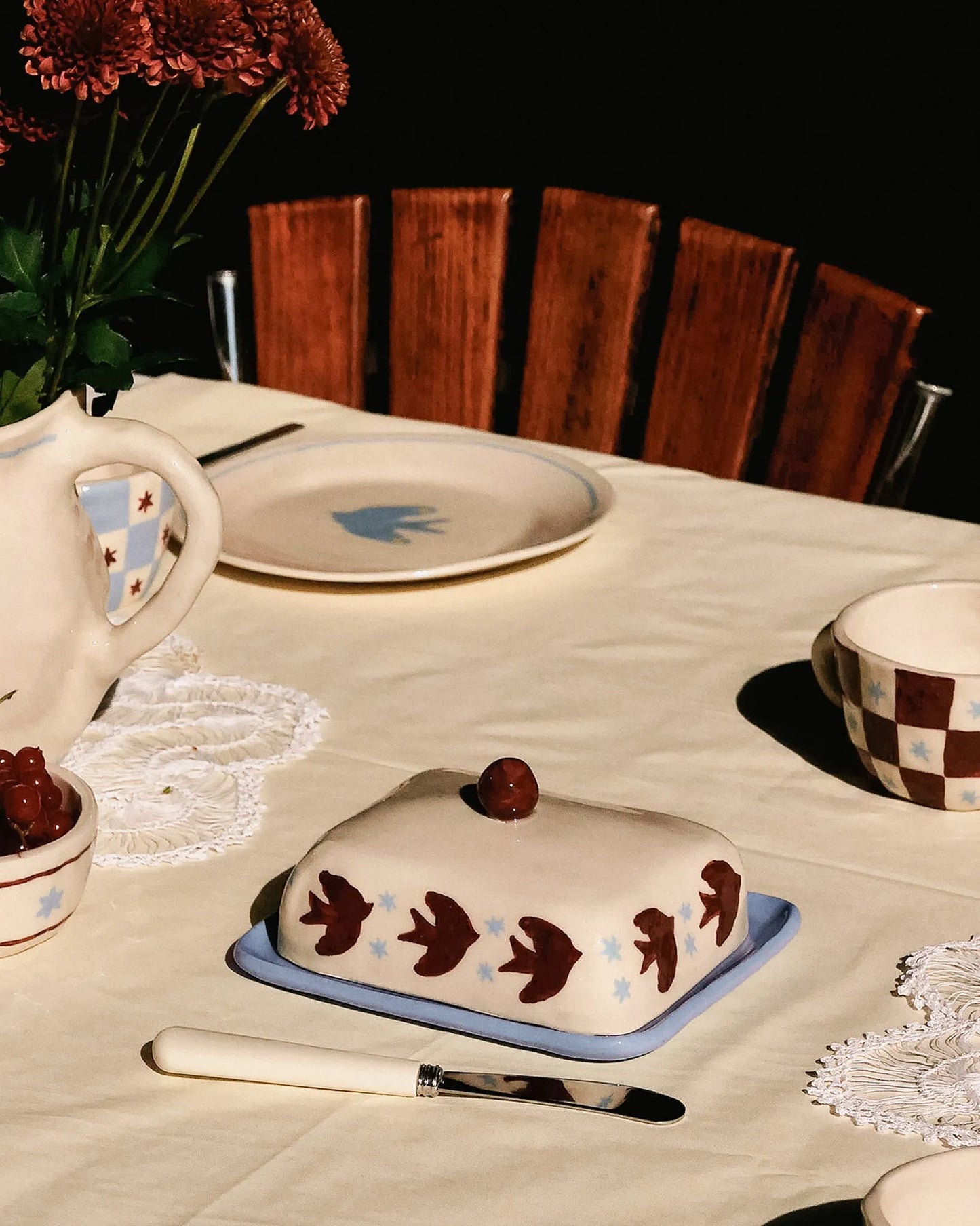 SWALLOW FLOCK BUTTER DISH