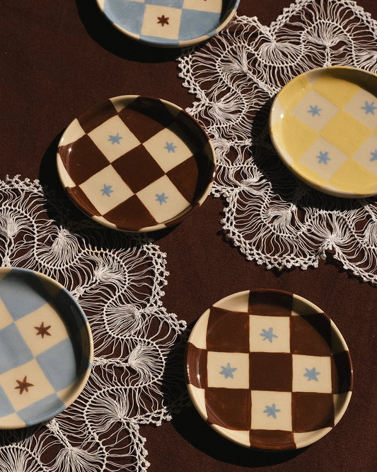 CHECKER APPETIZER PLATE - YELLOW