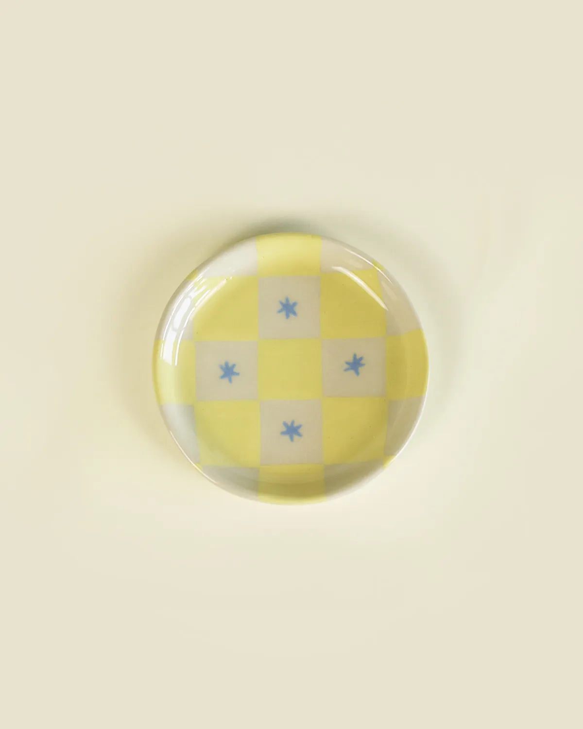 CHECKER APPETIZER PLATE - YELLOW