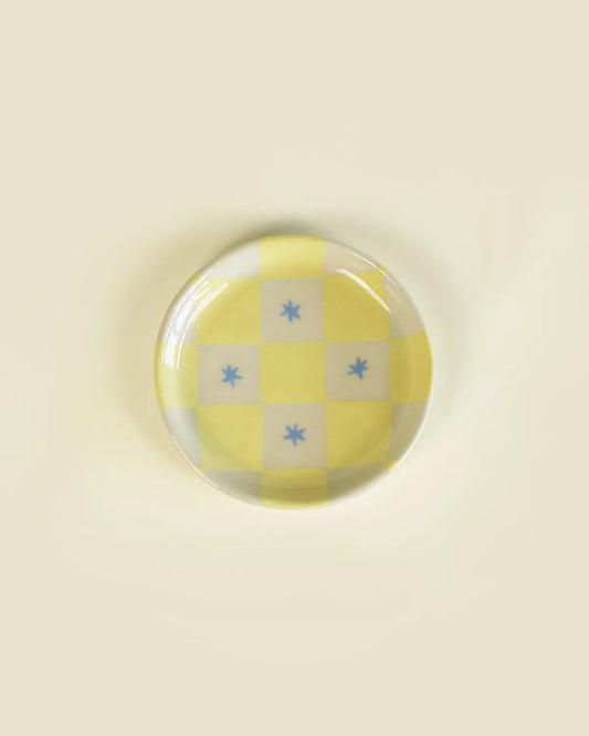 CHECKER APPETIZER PLATE - YELLOW