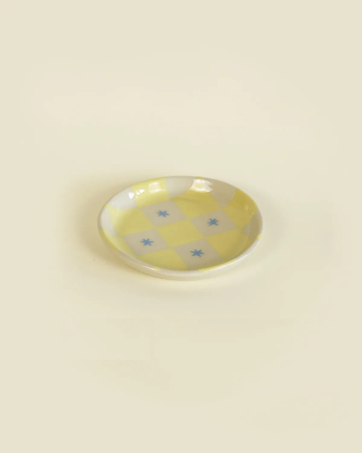 CHECKER APPETIZER PLATE - YELLOW