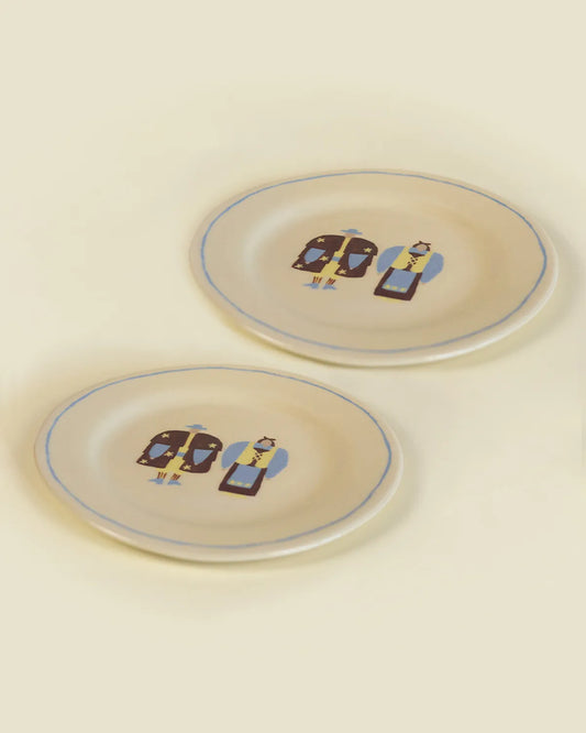 FOLK DINNER PLATES - SET OF 2