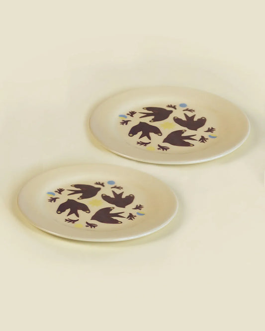 SWALLOW FLOCK DINNER PLATES - SET OF 2