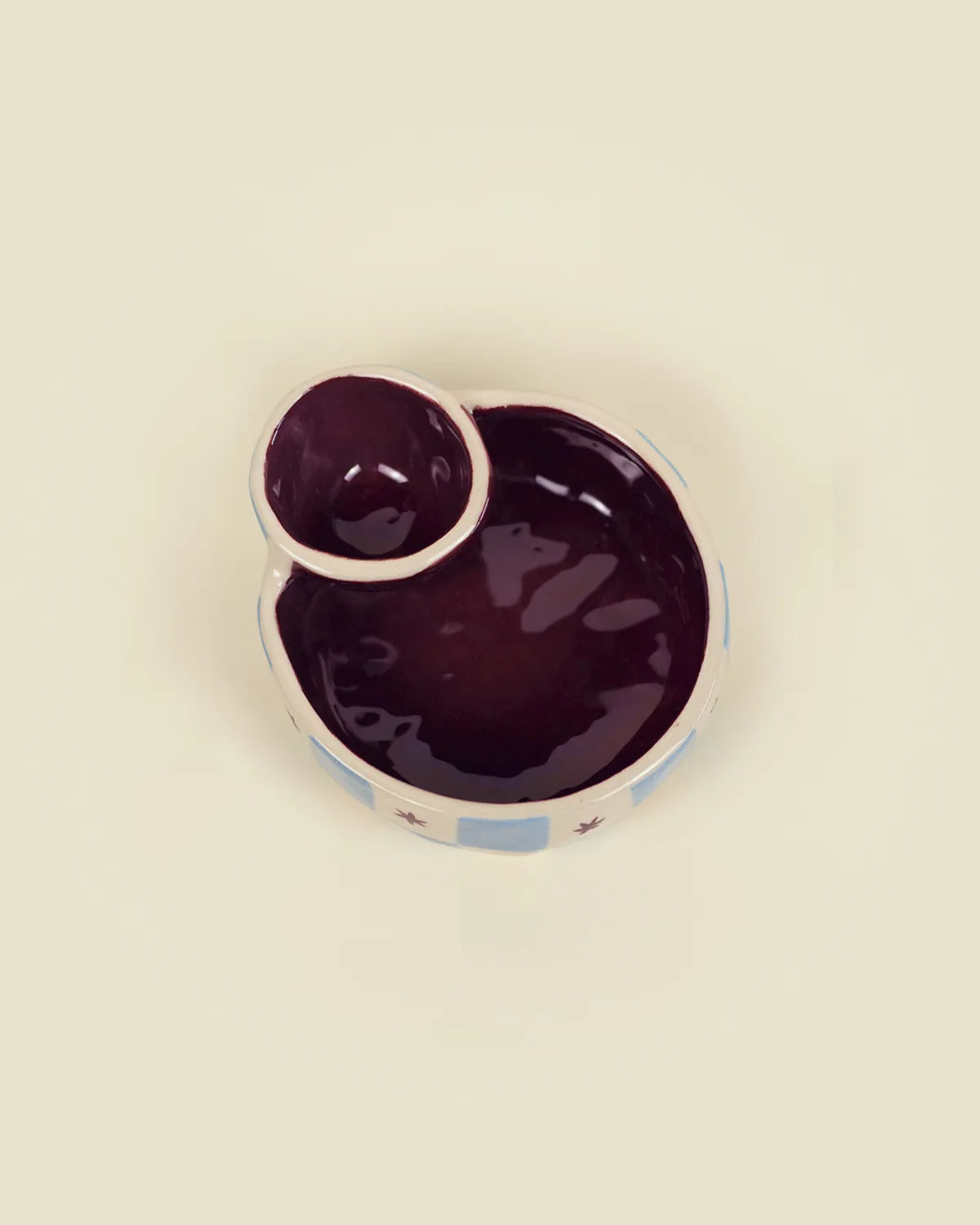 CHECKER OLIVE BOWL - BURGUNDY