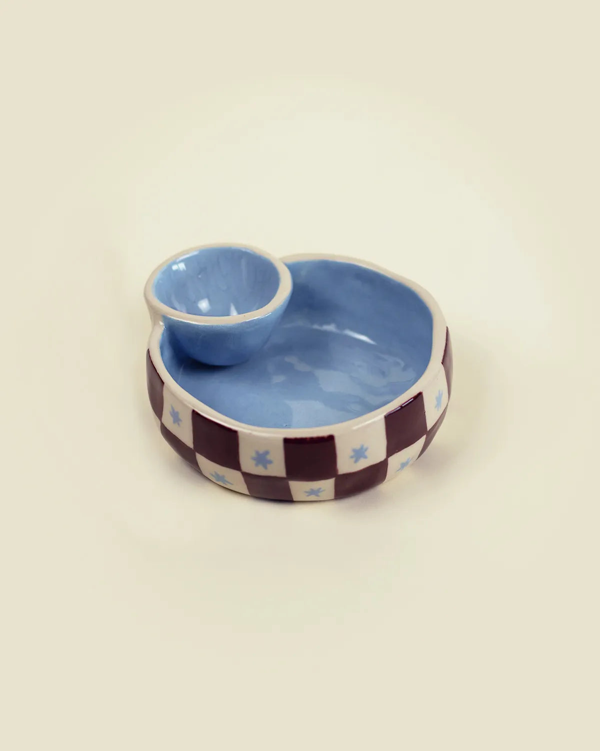 CHECKER OLIVE BOWL - BLUE