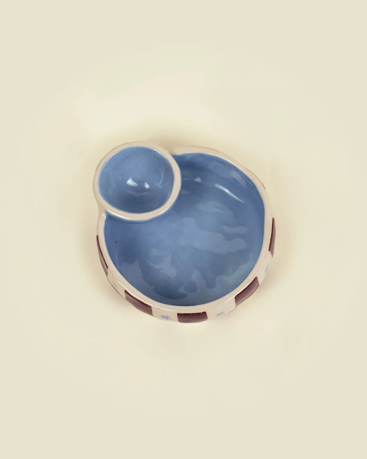 CHECKER OLIVE BOWL - BLUE